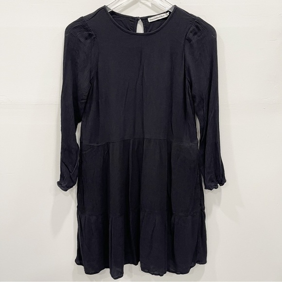 Abercrombie & Fitch Dresses & Skirts - Abercrombie & Fitch Black Tiered Long Sleeve Gauze Dress XS Tall